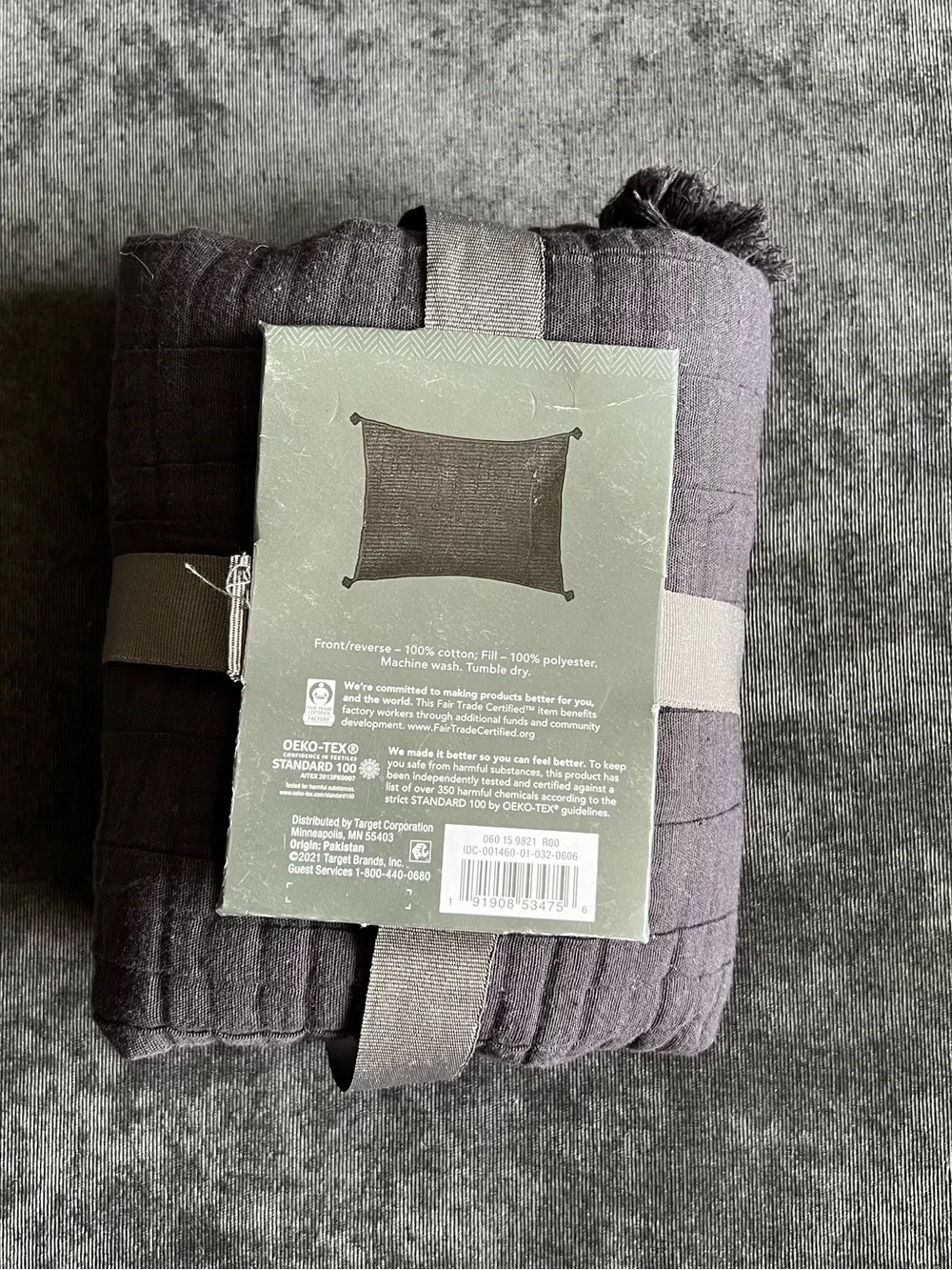 NWT Threshold Black Double Cloth Sham- standard size